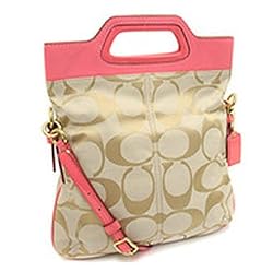 Coach Signature Crossbody Messenger Bag 13393 Khaki Coral
