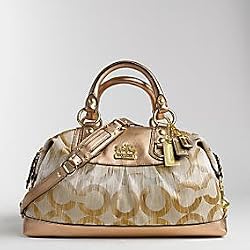 NEW AUTHENTIC COACH MADISON SIGNATURE IKAT LARGE SABRINA 13584 (Light Khaki/Gold)