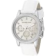 Michael Kors Watches White Leather Chronograph with Stones