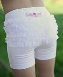 RuffleButts Toddler Girl White Knit Ruffle Under Dress Shorts