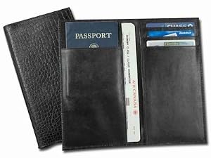 Croco Embossed Black Leather Document Holder