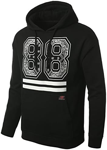 URBANCREWS Mens Hipster Hip Hop 88 Drawstring Hoodie Sweatshirt BLACK SMALL