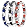 316L Stainless Steel w/ Elastic Rubber Bracelet - Blue - Length 7.28" (185mm) - Width 10mm
