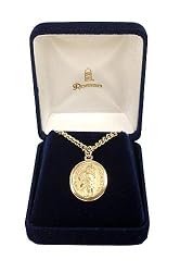 Gold Religious Saint Florian Firefighter Pendant Necklace 24"