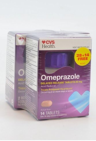 CVS Omeprazole 20mg, 42 Tablets Delayed Release Tablets Acid Reducer Treats Frequent Heartburn