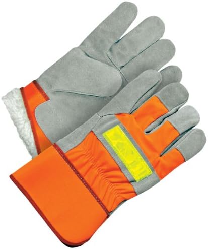 BDG 30-9-1003 Fitters Split Leather Hi-Viz Pile Lined Glove, One Size