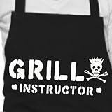 GRILL INSTRUCTOR - Grillschürze, Kochschürze, Küchenschürze, Latzschürze - ( Die Geschenkidee für den GrillGott, Grillinstructor, Küchenchef )