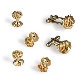 Giorgio Bissoni Gold Love Knot Cufflink and Stud set