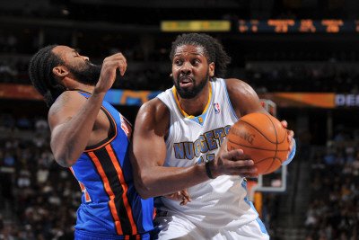 New York Knicks v Denver Nuggets: Nene Photographic Poster Print by Garrett Ellwood, 8x12