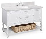 Beverly 48-inch Bathroom Vanity (White/white), Includes Soft Closed Drawer Cabinet with Marble Countertop, Ceramic Sink, and Chrome Faucet