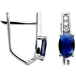 14K White Gold CZ September Birthstone Leverback Earrings