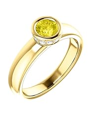 18K Yellow Gold 5.00mm Round Cut Yellow Sapphire and Diamond Ring -- LIFETIME WARRANTY