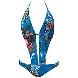 NSF921 One Piece Monokini Turquoise Tattoo Print