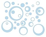 Wall Decor Plus More WDPM155 Wall Vinyl Sticker Decal Circles and Rings, Powder Blue, 25-Piece