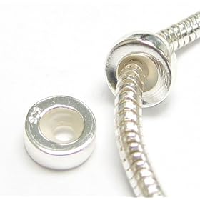 925 Sterling Silver Focal Round Stopper With Rubber Bead For Pandora Chamilia Biagi Troll European Charm Bracelets
