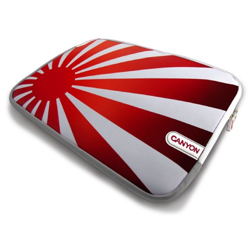 Canyon CNL-NB12J Schutzh&uuml;lle f&uuml;r 39,6 cm (15,6 Zoll) Notebook, Design Rising Sun, mit Schl&uuml;sselanh&auml;nger rot/wei&szlig;