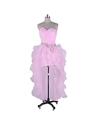 Strapless Fitted Crystal Tulle Sweetheart High-Low-Hem Prom Dress 