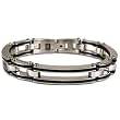 Stainless Steel Rubber Bracelet Mens Link Satin Finish by Bucasi