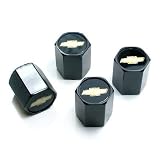 Chevolet Gold Logo Black Tire Valve Caps