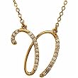 14k Yellow Gold Lovely N Initial Diamond Necklace