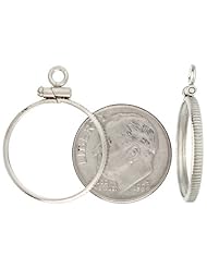 Sterling Silver 18 mm Dime (10 Cents) Screw Top Coin Bezel Frame Pendant (Coin is NOT Included)