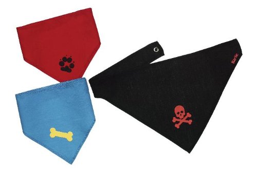 KARLIE Halstuch fuer Hunde mit Motiv in 3 Farben (schwarz, blau und rot) und 3 Groessen (von 25 - 65cm)