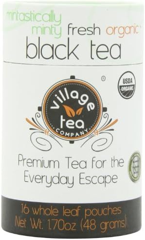 Village Tea Company Mintastically Minty Fresh Organic Tea,  16-Count Biodegradable Pouches (Pack of 2)