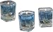 DecoGlow Seaside Villa Collection 3-Piece 2-Inch Square Glass, Blue Gel Candle With Decorative Shells