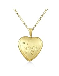 Number One Mom Locket Style Heart Shaped Pendant Necklace For Women 14K Yellow Gold Vermeil
