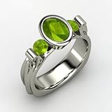 Oval Peridot Ring in 14K White Gold
