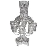 Jerusalem 9 cup Pewter Kiddush Wine Fountain Centerpiece