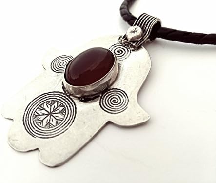 Authentic Handmade African Tuareg Hamsa Necklace Ethnic Tribal Silver Jewelry Gypsy Hippy