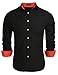 Coofandy Men's Fashion Slim Fit Dress Shirt Long Sleeve Casual Shirts Black Medium