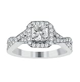 1.25 CT TW Braided Pave Set Princess Cut Diamond Engagement Ring in 14k White Gold