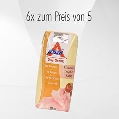 6 zum Preis f�r 5 Atkins Lowcarb Sommerdrink Erdbeere Yoghurt Sch�ttel Shake 325 ml XXL