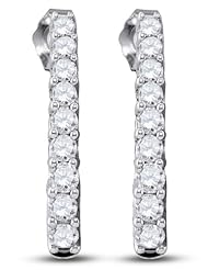10K White Gold Round Brilliant Cut Diamond - Channel Set Studs Earrings - (.53 cttw.)