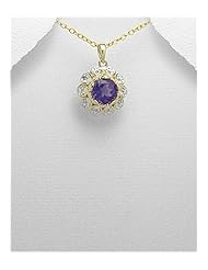 Amethyst Pendant Necklace In 92.5 Sterling Silver