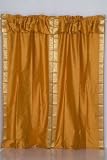 Pair Mustard sari curtains with attached valance