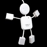 4 Port USB 2.0 High Speed Hub for PC Laptop Doll Man Design White