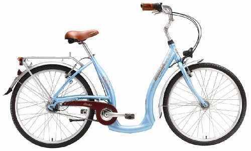 Biria Step Through 3-speed Shimano Nexus internal Hub, Aluminum, Light Blue , 15 Inch frame size Cruiser comfort German design Bicycle