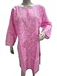 Designer Tunic Kurti Pink Long Tunic Chikan Embroidered Paisly Top L