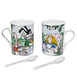 Alice In Wonderland Mug Set of 2 with Stir Spoons Alice In Wonderland Mug Set of 2 with Stir Spoons