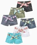 Roxy Girls Singing Birds Cuffed Belted Shorts