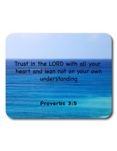 Bible Verse Mouse Pad - Proverbs 3:5 - Trust in the LORD with all your heart and lean not on your own understanding - Religious - Religion - Faith Rectangular 1/8 Inch Thick Mouse Pad