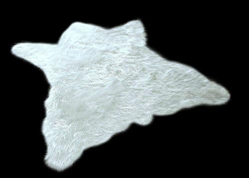 Premium Faux Fur Bear Skin Area Rug - Plush Shaggy Shag - Pelt - Hide - Sheepskin - Throw Carpet (5'x6', Arctic White)