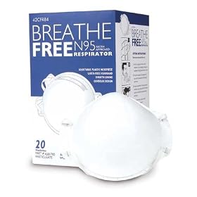 Breathe Free N95 Resiprator Face Mask Box of 20 - Swine Flu Prevention