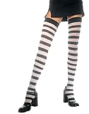 Opaque Thigh High Nylon Stocking with Wide Stripe