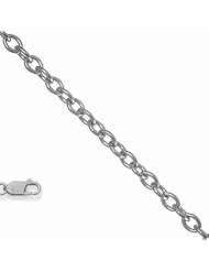 18k Solid White Gold 1.5 mm (1/16 Inch) Round Cable Chain Necklace 18"