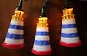 Set of 10 Multi Colored Lighthouses String Light Set