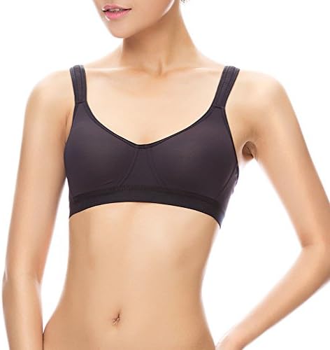 Cnhw Women's High Impact X Back Comfort Full Support Wirefree Yoga Sports Bra Black 85/38A